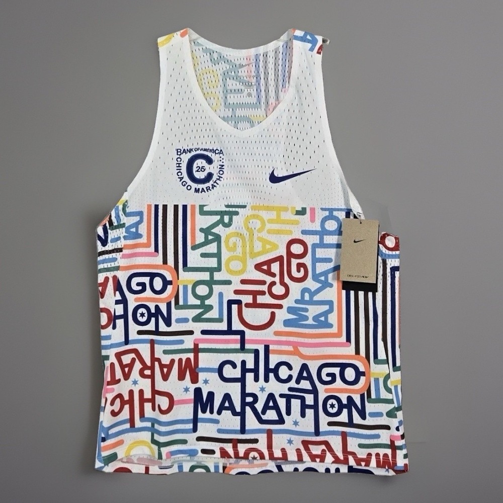 Men's Size Medium NIKE Aeroswift Singlet White Chicago Marathon 2025 Dri-Fit ADV